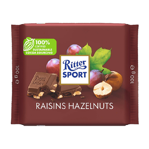 Ritter SPORT RAISINS & HAZELNUTS MILK CHOCOLATE